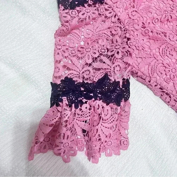 Paper Dolls Pink with Navy Blue Off Shoulder Lace Party Formal Dress Size 16 NWT - Picture 2 of 11